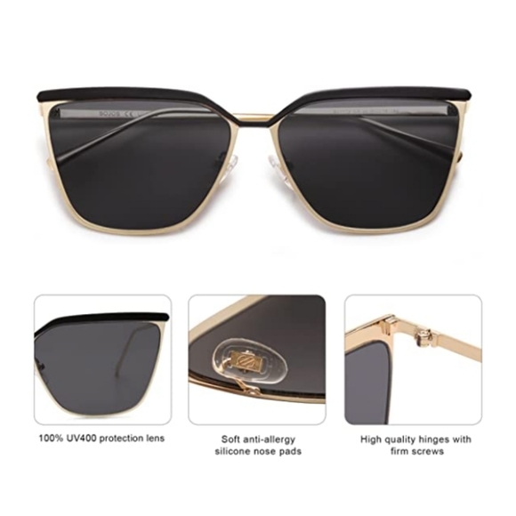 New 90\'s Trendy Rectangular Cateye Sunglasses Womens Retro Shades  main image 4
